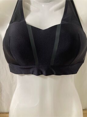 Domyos Black High Support Sports Bra Mesh Racerback Workout Gym Medium